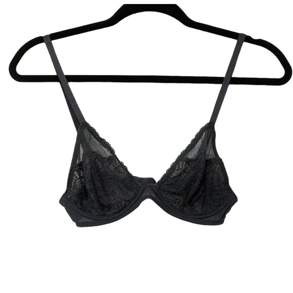 Intimately Free People Lace Triangle Bra Storm Gray Size 32C - Picture 1 of 5